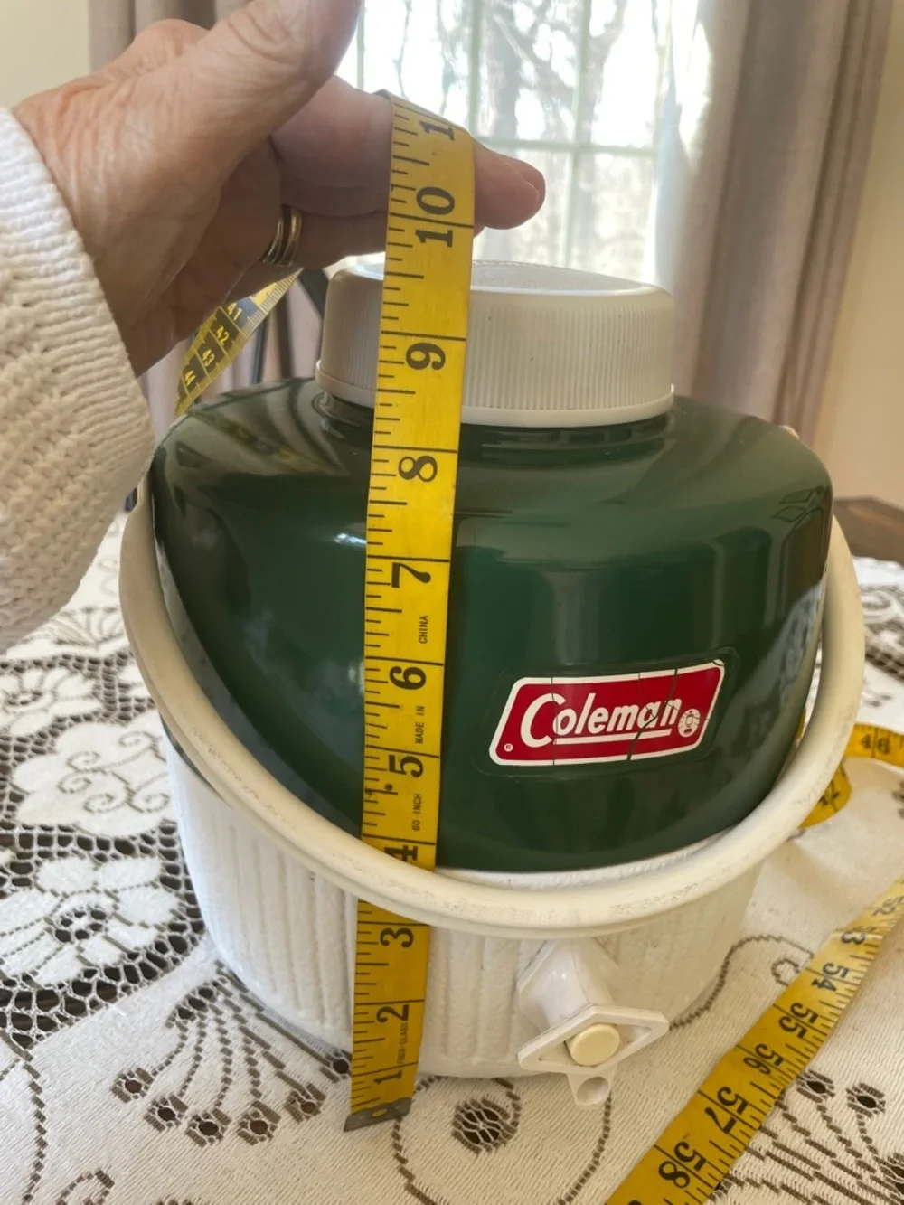 Coleman Green and White Snow Light Gallon Picnic Cooler Jug Vintage